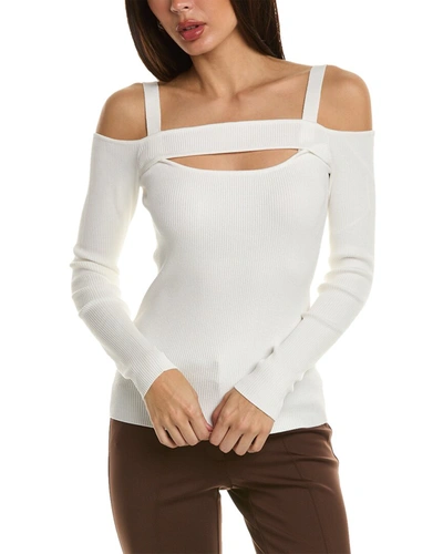 Shop Elie Tahari Cold-shoulder Sweater In White