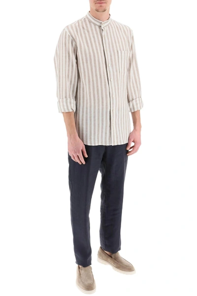 Shop Agnona Striped Linen Shirt