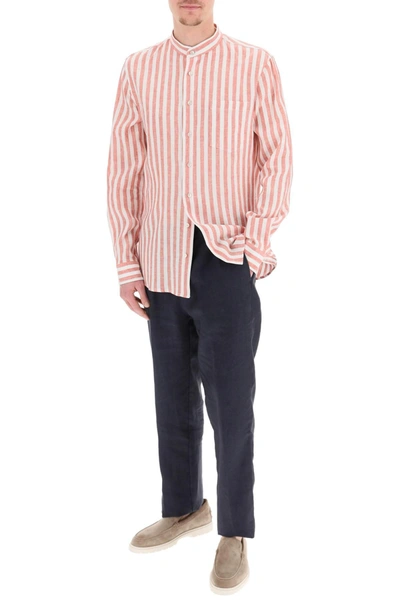 Shop Agnona Striped Linen Shirt