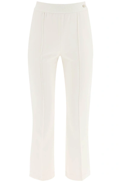 Shop Agnona Technical Cotton Jersey Pants In White Cotton