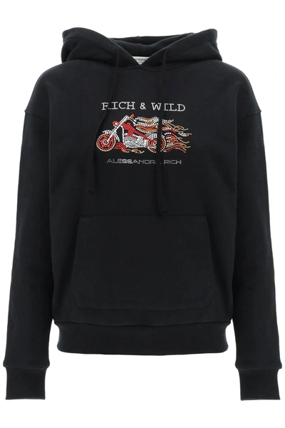 Shop Alessandra Rich 'rich &amp; Wild' Hoodie In Black