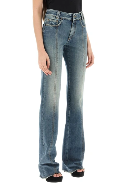 Shop Alessandra Rich Flared Jeans With Crystal Rose