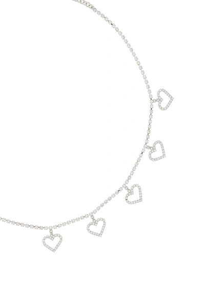 Shop Alessandra Rich Crystal Belt With Heart Pendants In Silver Technical