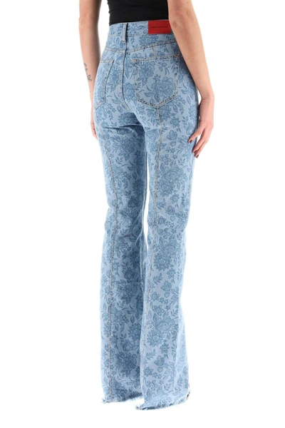 Shop Alessandra Rich Flower Print Flared Jeans