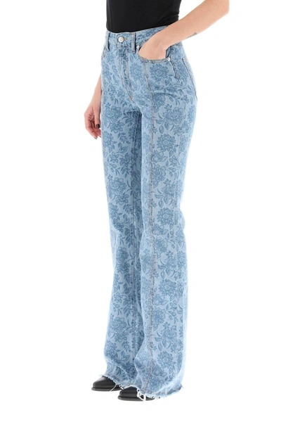 Shop Alessandra Rich Flower Print Flared Jeans