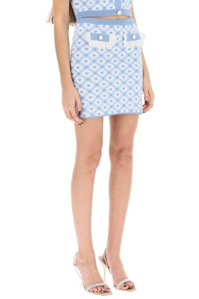 Shop Alessandra Rich Jacquard Knit Mini Skirt In White