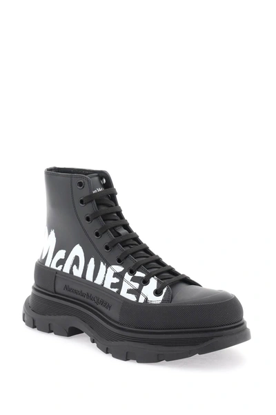 Shop Alexander Mcqueen 'tread Slick Graffiti' Ankle Boots