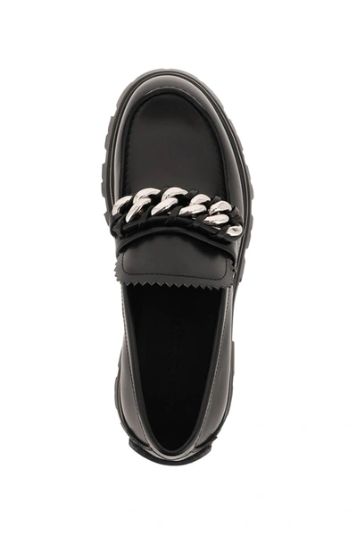 Shop Alexander Mcqueen Chain Penny Loafers In Black Leather