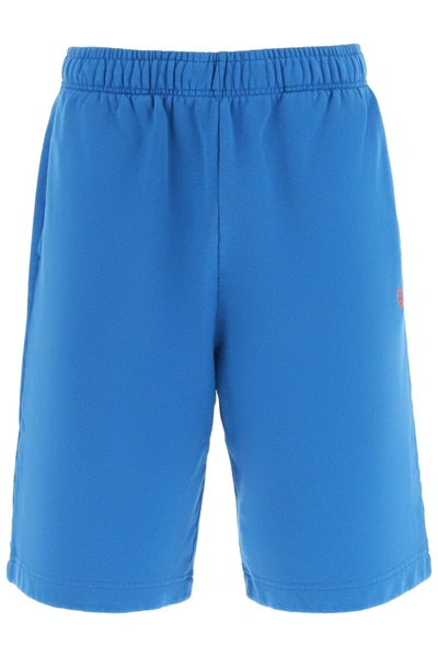 Shop Ambush Short Sweatpants With Embroidered Logo In Light Blue Cotton