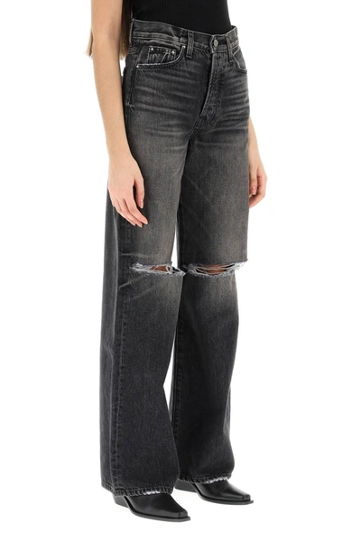 Shop Amiri Ripped Jeans With Wide Leg In Gray