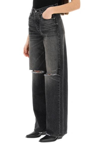 Shop Amiri Ripped Jeans With Wide Leg In Gray