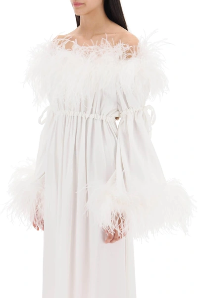 Shop Art Dealer 'bettina' Maxi Dress In Satin With Feathers