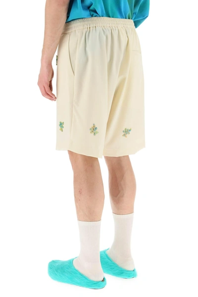 Shop Bonsai Applique Wool Shorts In White