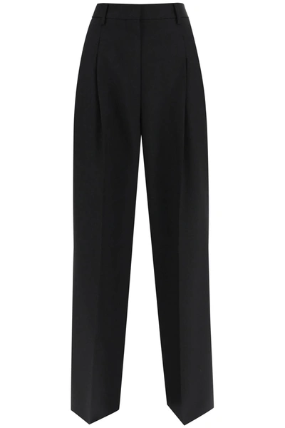 Shop Burberry Wool Pants With Darts In Black Wool