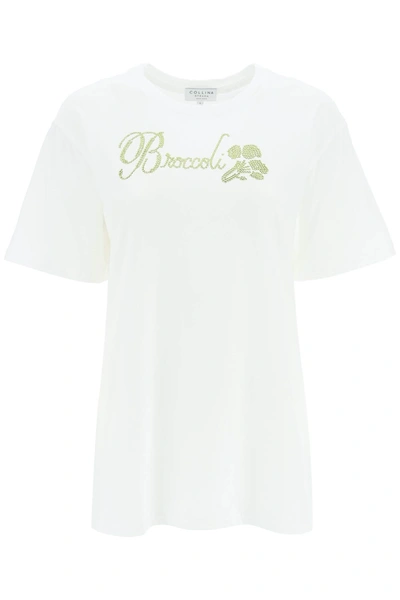 Shop Collina Strada Organic Cotton T Shirt With Rhinestones In White