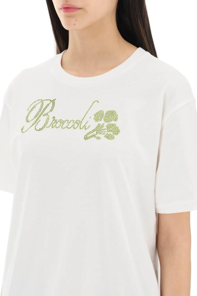 Shop Collina Strada Organic Cotton T Shirt With Rhinestones In White