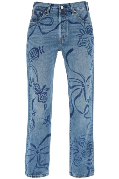 Shop Collina Strada Upcycled Levi's 501's In Laurel Ashleigh Floral In Blue