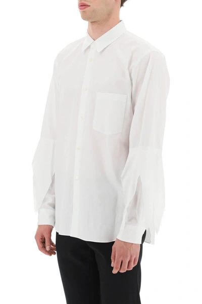 Shop Comme Des Garçons Homme Deux Comme Des Garcons Homme Plus Spiked Frayed Sleeved Shirt In White