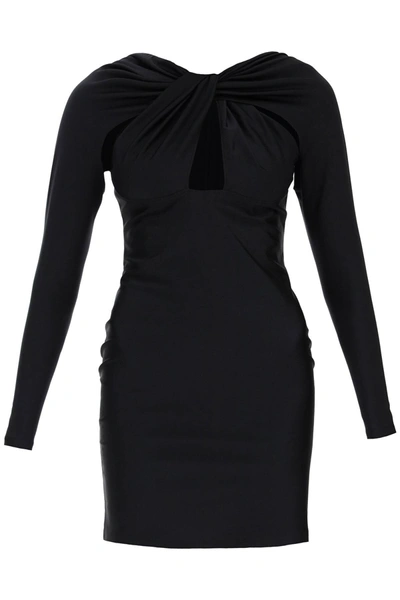 Shop Coperni Twisted Mini Dress With Cut Outs In Black Technical
