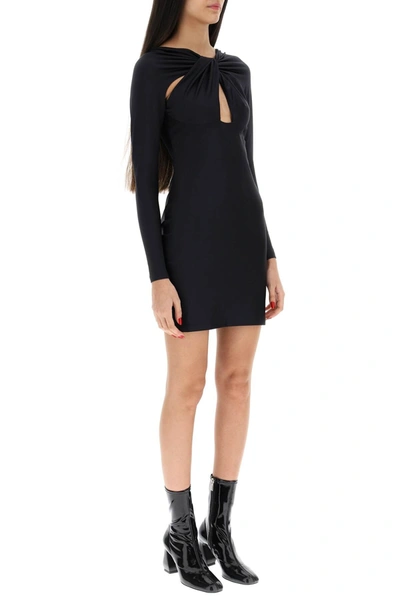 Shop Coperni Twisted Mini Dress With Cut Outs In Black Technical