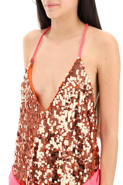 Shop Dsquared2 Mini Sequined Dress With Draped Detail