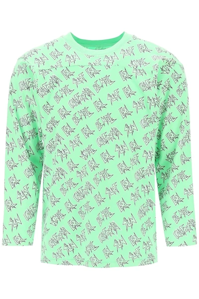 Shop Erl 'waffle' Long Sleeved T Shirt With All Over Print