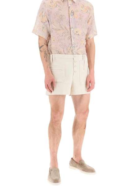 Shop Etro Multi Pocket High Waist Shorts In White