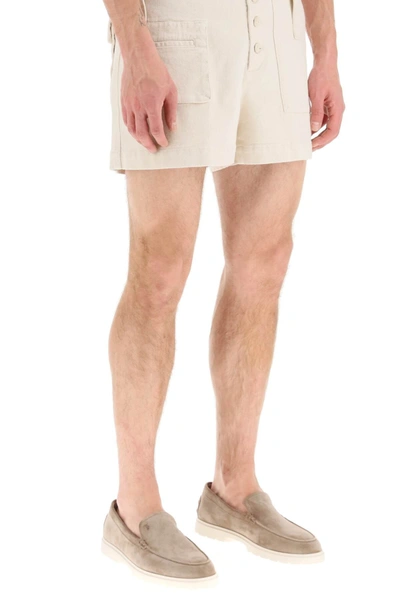 Shop Etro Multi Pocket High Waist Shorts In White