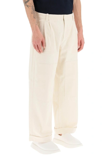 Shop Etro Wide Leg Pants In White