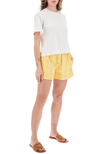 Shop Etro Striped Shorts With Logo Embroidery