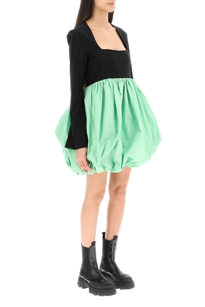 Shop Ganni Balloon Mini Dress In Green