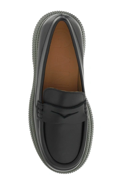 Shop Ganni Creeper Wallaby Loafers In Black Leather