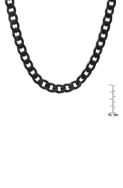 Hmy Jewelry Black Ip Stainless Steel 24" Curb Chain Necklace In Metallic