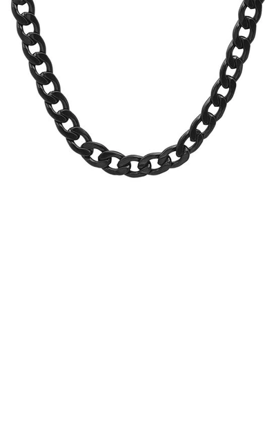 Hmy Jewelry Black Ip Stainless Steel 24" Curb Chain Necklace In Metallic