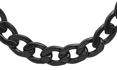 Hmy Jewelry Black Ip Stainless Steel 24" Curb Chain Necklace In Metallic