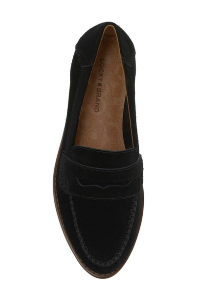 Shop Lucky Brand Erelia Penny Loafer In Black Oil Suede