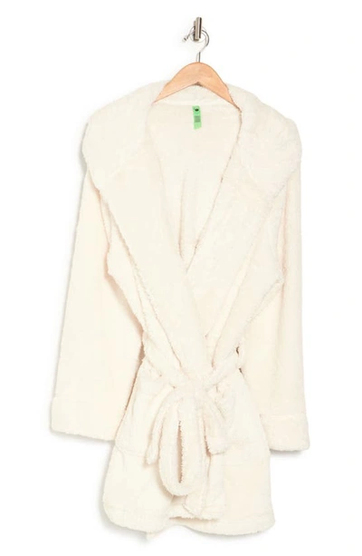 Shop Honeydew Intimates Snug Bug High Pile Fleece Hooded Robe In Ivory