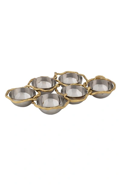 Shop Michael Aram Wisteria Seder Bowls & Frame Set In Natural Brass Stainelss Steel