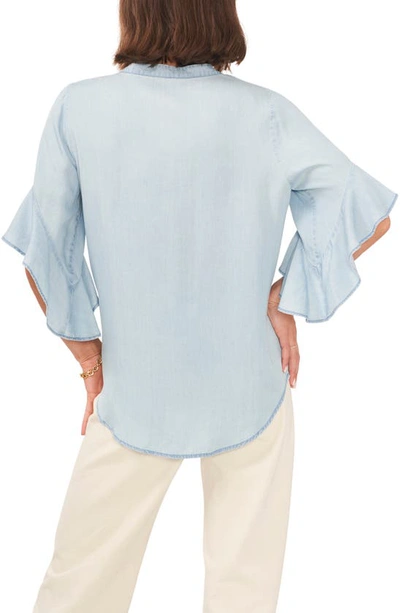 Shop Vince Camuto Pintuck Flutter Sleeve Blouse In Arctic Surf