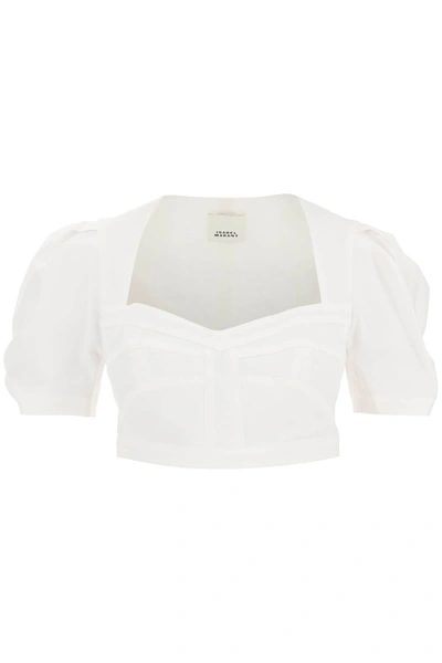 Shop Isabel Marant 'fania' Hemp Blend Crop Top In White