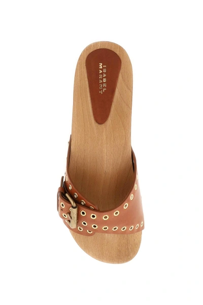 Shop Isabel Marant 'jaso' Leather Slides In Brown