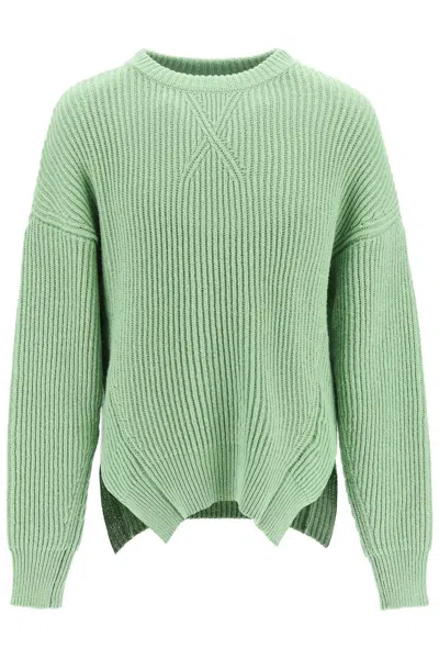 Shop Jil Sander Ribbed Wool And Cotton Sweater In Green