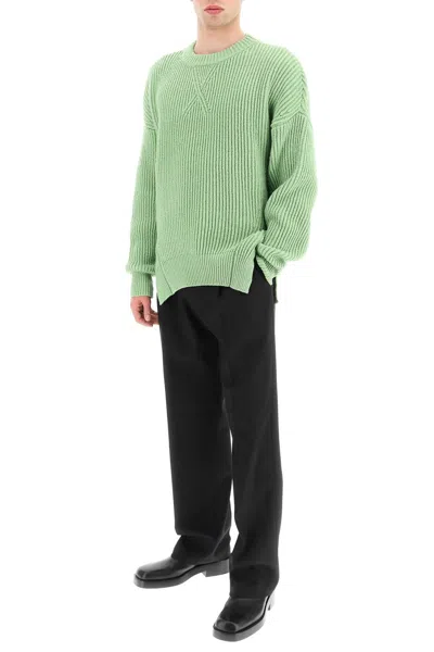 Shop Jil Sander Ribbed Wool And Cotton Sweater In Green
