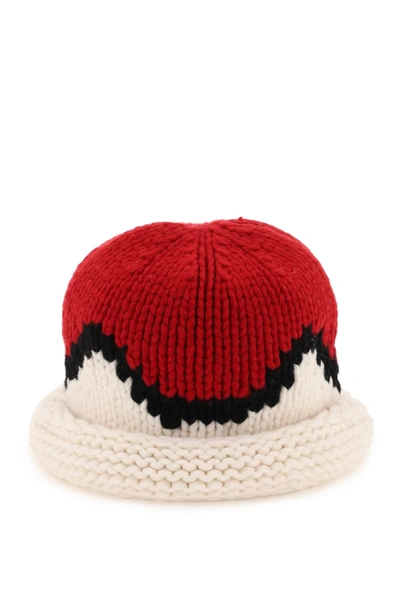 Shop Kenzo Jacquard Knit Beanie Hat In Red