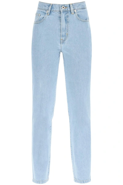 Shop Kenzo Straight Leg Bleached Jeans In Blue