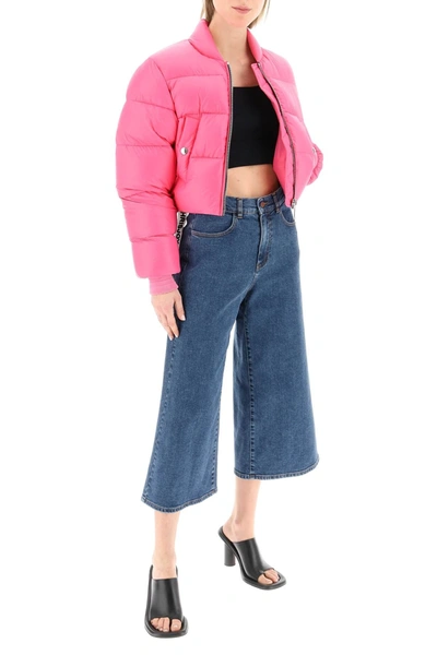 Shop Khrisjoy Cropped Puff Jacket In Pink Technical