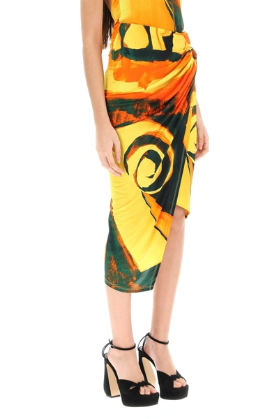 Shop Louisa Ballou Coastline Midi Skirt In Orange