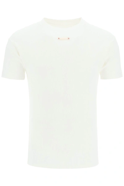 Shop Maison Margiela Ribbed Cotton T Shirt In White