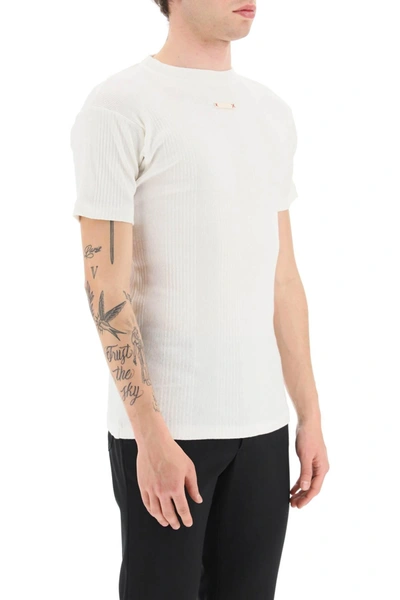 Shop Maison Margiela Ribbed Cotton T Shirt In White