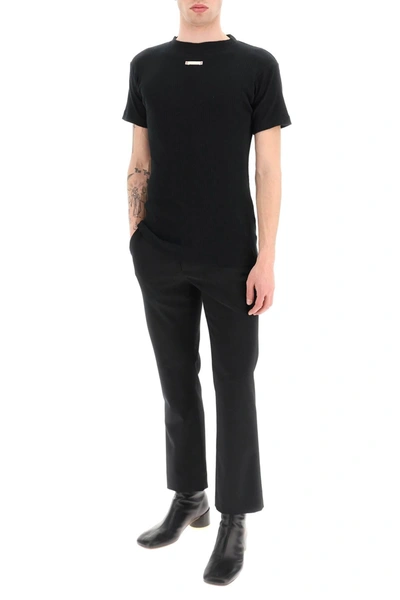 Shop Maison Margiela Ribbed Cotton T Shirt In Black